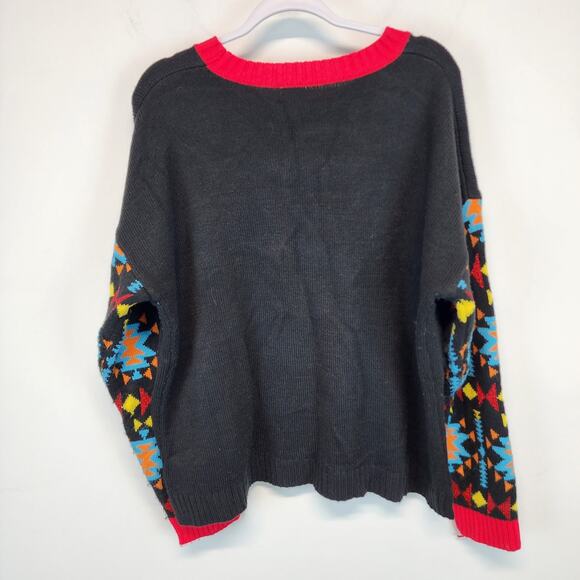 Ugly Christmas Sweater Size XL Feliz Navidad Cactus Bells Llama Aztec Sleeves - Picture 3 of 10